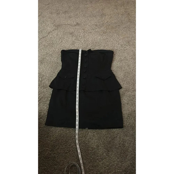 Women's Black Strapless Mini Dress L Party Cocktail Button Detail - Picture 4 of 6